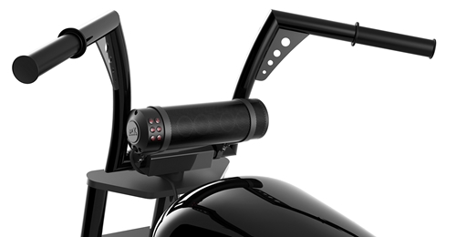 MUDHSB-B Motorcycle Bluetooth Sound Bar Installed on Custom Handle Bars